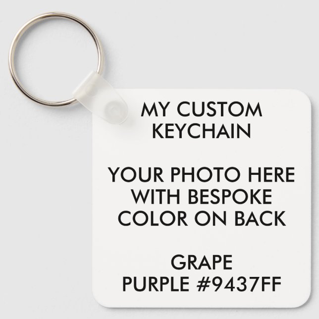 Custom Personalized PHOTO KEYCHAIN - GRAPE PURPLE (Front)