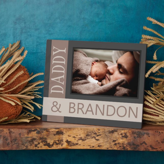 Custom Personalized Photo Of Dad With Child Plaque (Side)