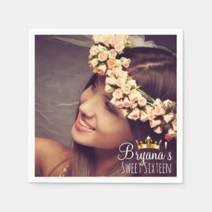 Custom Personalized Photo Picture Sweet 16 Party Napkin