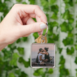 Custom Personalized Photo Simple Love Quote Text Keychain