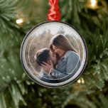 Custom Personalized Photo Simple Love Quote Text Metal Ornament<br><div class="desc">Cute romantic Love text written in a stylish elegant typography font. With option to personalize or customize with photo of your choice. Unique keepsake,  birthday,  anniversary,  Valentine's Day gift,  or Christmas stocking stuffer. Easily customizable with a photograph of your choice.</div>