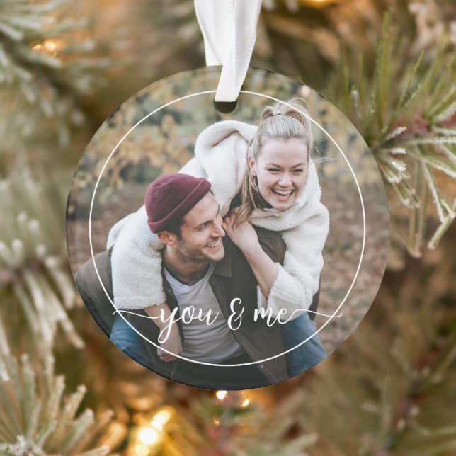 Custom Personalized Photo Simple Love Quote Text Ornament (Tree)