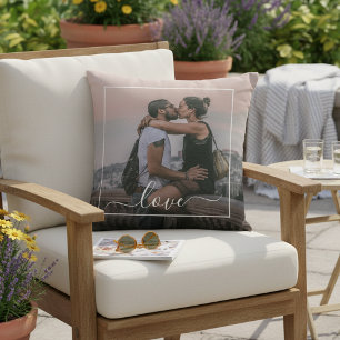 Custom Personalized Photo Simple Love Quote Text Outdoor Pillow