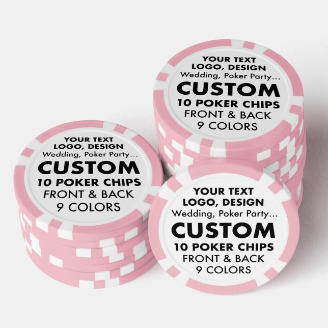 Custom personalized PINK Poker Chips (set of 10) (Stack)