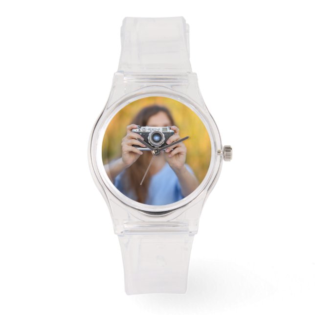 Custom Personalized Pink Stylish Women's Silicon Watch (Front)