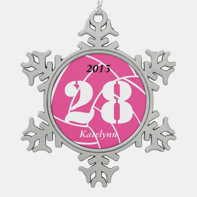Custom Personalized Pink Volleyball Ornament (Front)