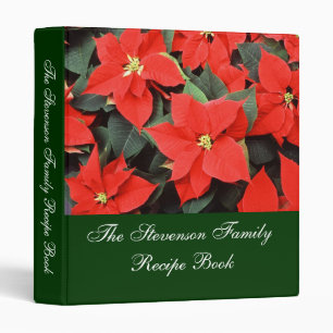 Custom Personalized Pointsettia Recipe Book Binder