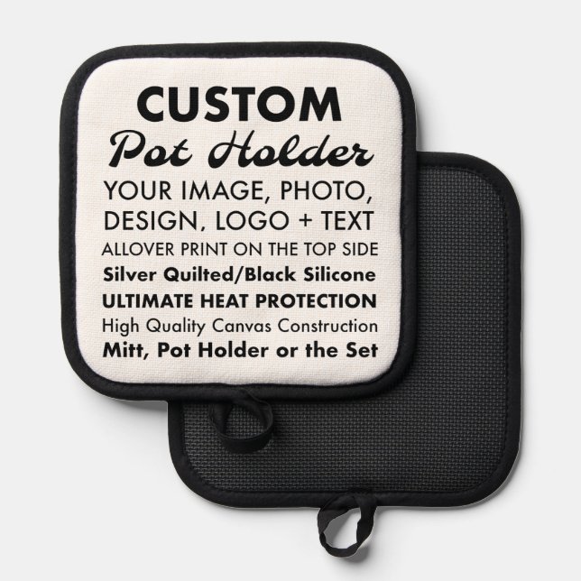 Custom Personalized Pot Holder, Silicone Underside Pot Holder (Front/Back)