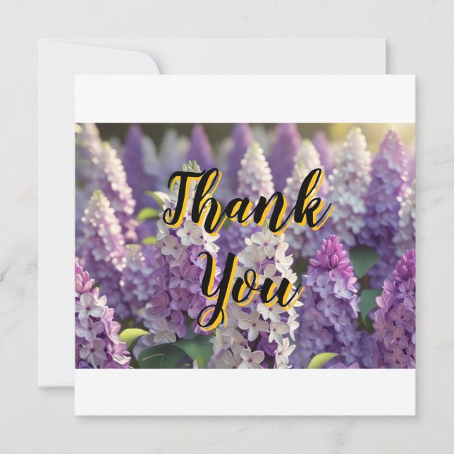 Custom Personalized Purple Lilac Thank You  Card (Front)