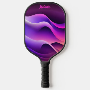 Custom Personalized Purple & Pink Waves Pickleball Paddle