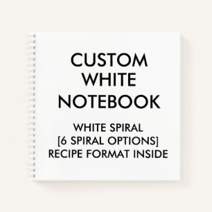 Custom Personalized RECIPE Notebook, White Spiral Notebook