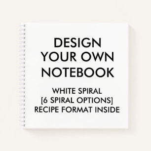 Custom Personalized RECIPE Notebook, White Spiral Notebook