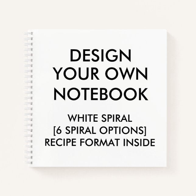 Custom Personalized RECIPE Notebook, White Spiral Notebook (Front)