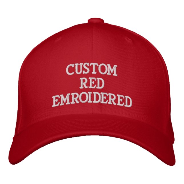 Custom Personalized Red Embroidered Baseball Cap (Front)
