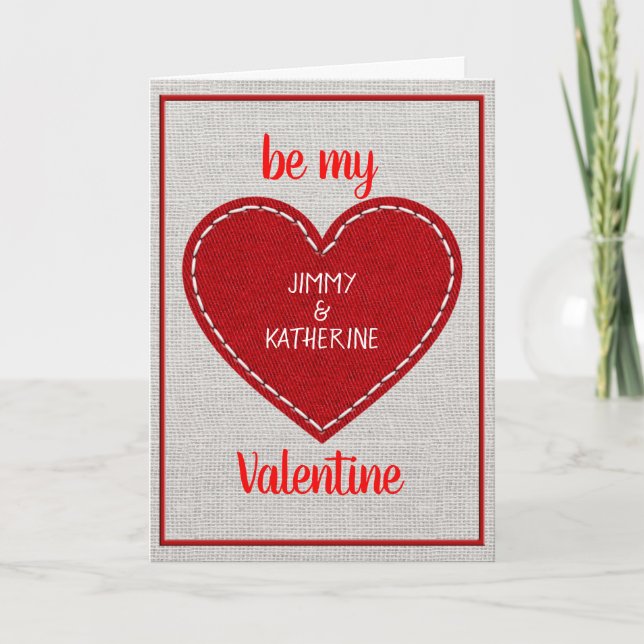 Custom Personalized Red Heart Valentine's Day Holiday Card (Front)