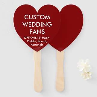 Custom Personalized RED HEART WEDDING FANS
