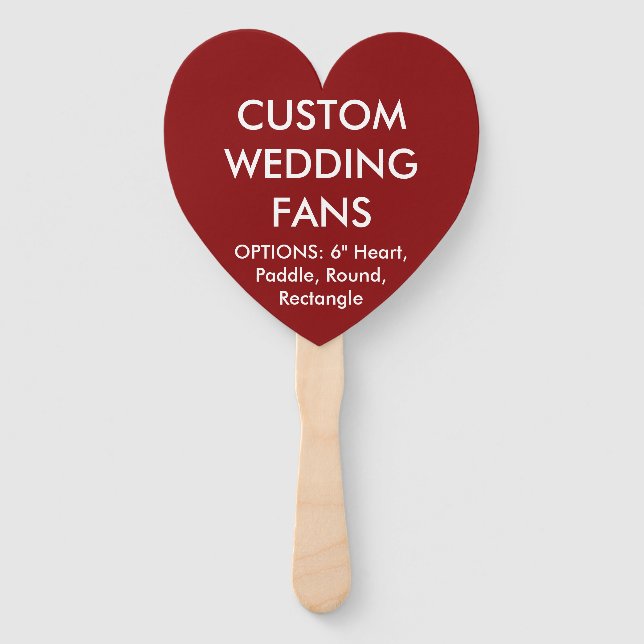 Custom Personalized RED HEART WEDDING FANS (Front)