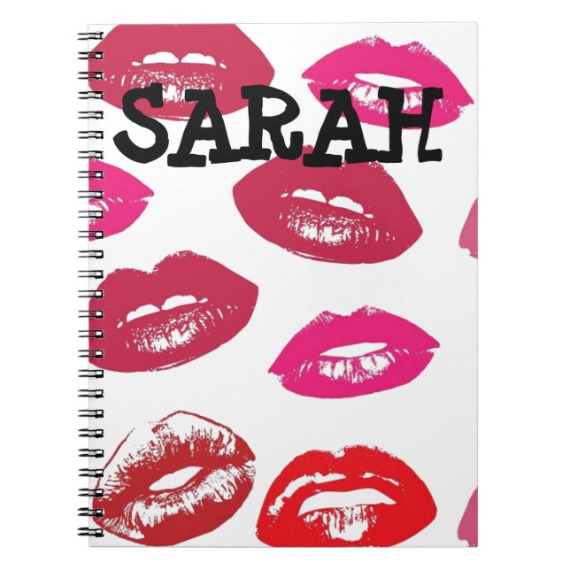 CUSTOM PERSONALIZED RED LIPS KISS NOTEBOOK (Front)