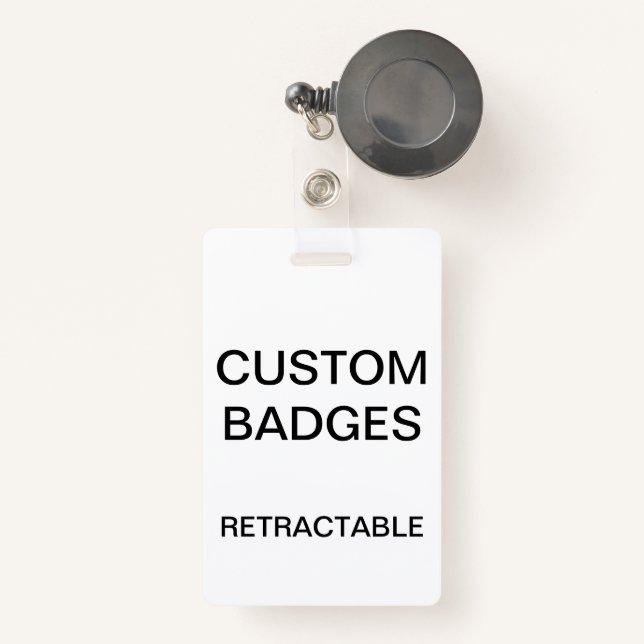 Custom Personalized RETRACTABLE CLIP BADGE (Front with Retractable)