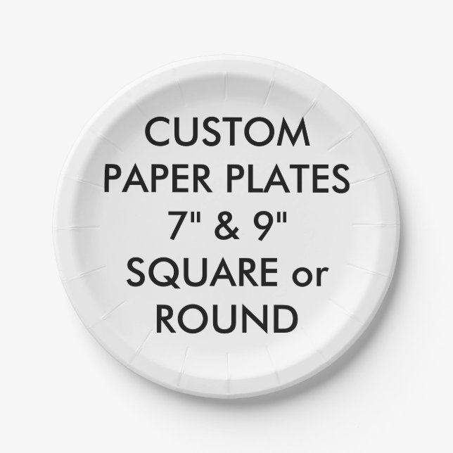 Custom Personalized ROUND Paper Plates - 7" Small (Front)