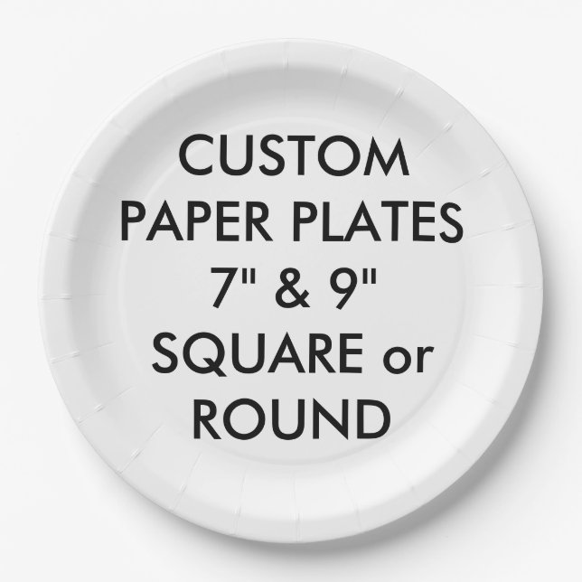 Custom Personalized ROUND Paper Plates - 9" Large (Front)