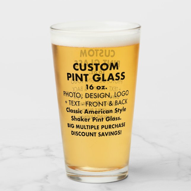 Custom Personalized Shaker Pint Glass 16oz (Front Filled)