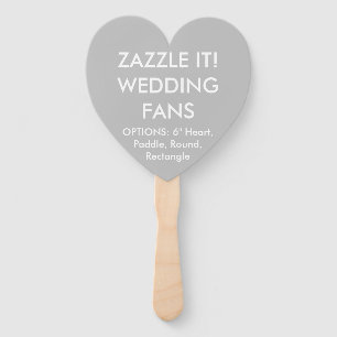 Custom Personalized SILVER GREY HEART WEDDING FANS