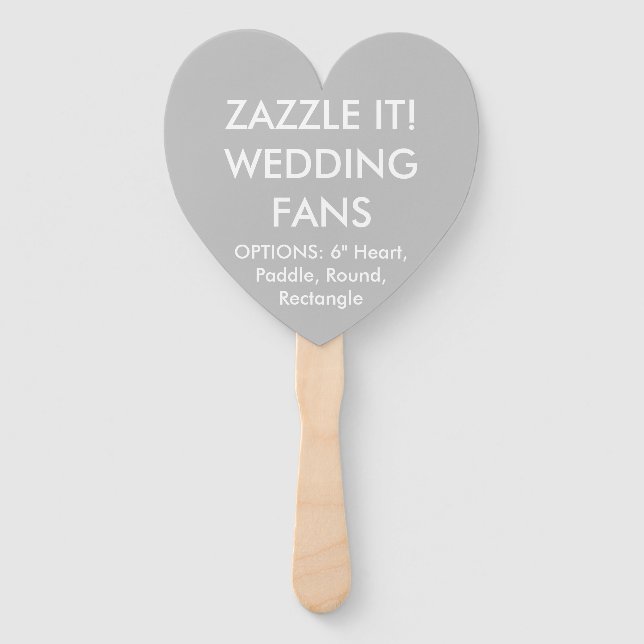 Custom Personalized SILVER GREY HEART WEDDING FANS (Front)