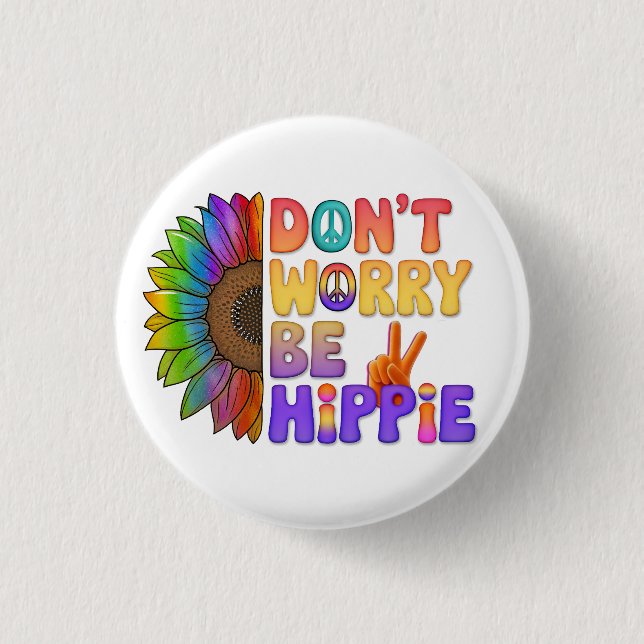 Custom Personalized Sloth Peace Hippie 1 Inch Round Button (Front)