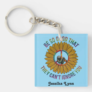 Custom Personalized Sloth Peace Hippie Keychain