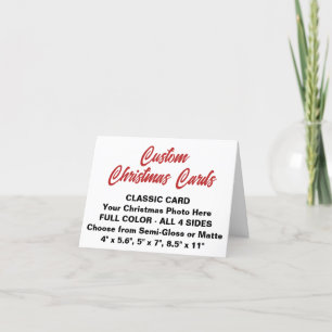 Custom Personalized SMALL 4" x 5.6" CHRISTMAS CARD