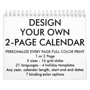 Custom Personalized Small 5.5"x7" 2-Page Calendar