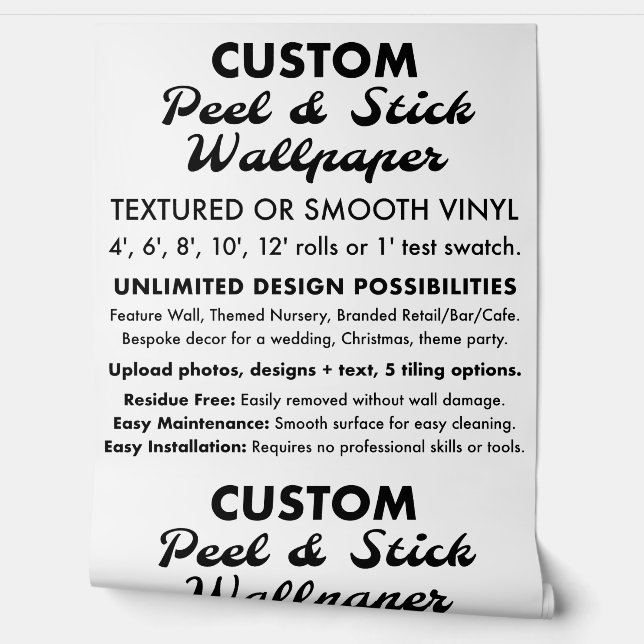 Custom Personalized Smooth Vinyl Peel & Stick Wallpaper (Unrolling)