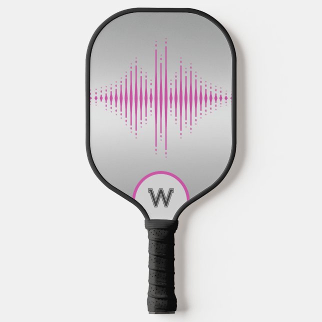 Custom Personalized Sound Waves Silver Pickleball Paddle (Front)