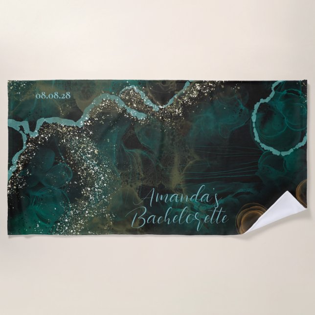 Custom Personalized Sparkly Rock Bachelorette  Beach Towel (Front)