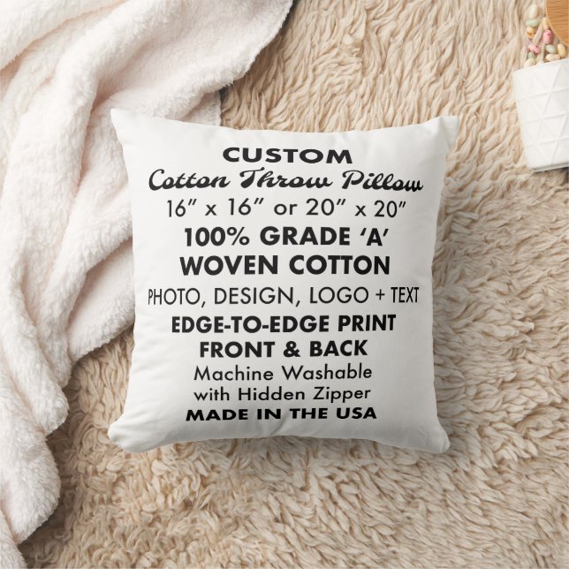 Custom personalized Square Cotton Throw Pillow 16" (Blanket)