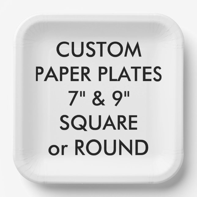 Custom Personalized SQUARE Paper Plates - 9" Large (Front)