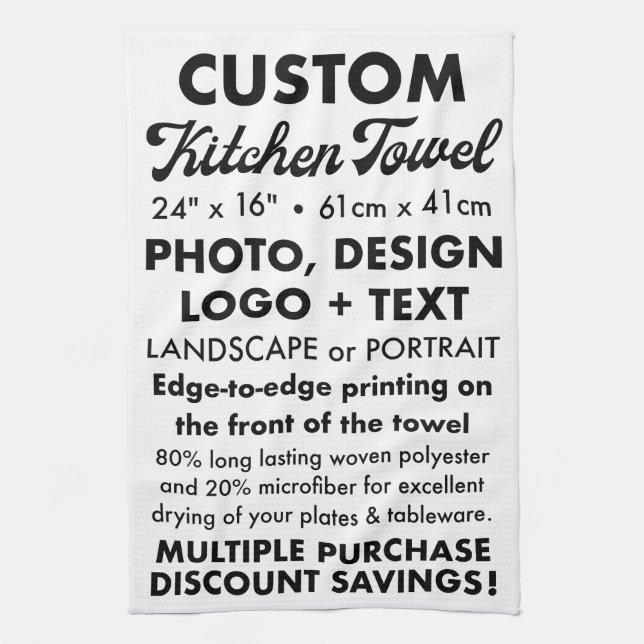 Custom Personalized Tea / Kitchen Towel 16" x 24" (Vertical)