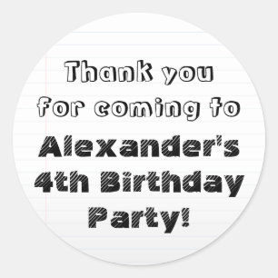 Custom Personalized Thank You Birthday Party Classic Round Sticker