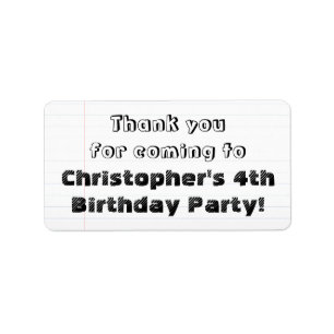 Custom Personalized Thank You Birthday Party Label