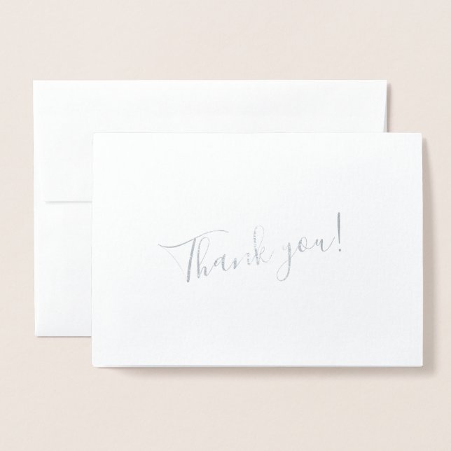 Custom / Personalized Thank You Silver Name Foil Card (Front With Envelope)