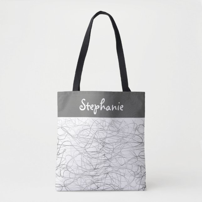 custom personalized tote abstract scribble  design bag (Front)