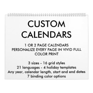Custom Personalized Two-Page 11" x 14.25" Calendar