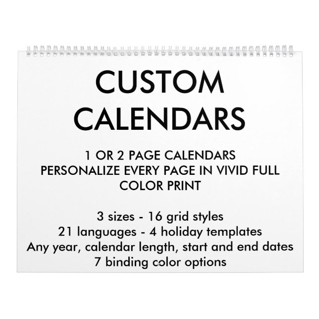 Custom Personalized Two-Page 11" x 14.25" Calendar (Cover)