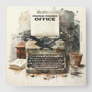 Custom Personalized Typewriter Office Wall Clock