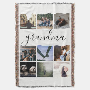 Custom Personalized Typography and Photo Collage Throw Blanket