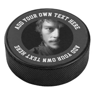 Custom personalized unique text and photo hockey puck