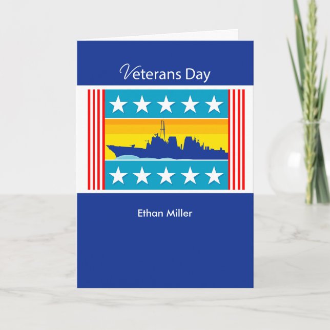 Custom Personalized Veterans Day Navy Ship,Patriot Card (Front)