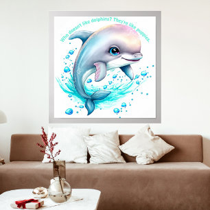 Custom Personalized Watercolor Dolphin Photo Poster