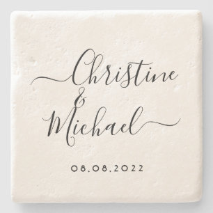 Custom Personalized Wedding Coasters; Handwritten Stone Coaster